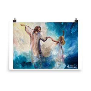 "Jesus Dancing With The Woman" - Prophetic Art Print with Poem